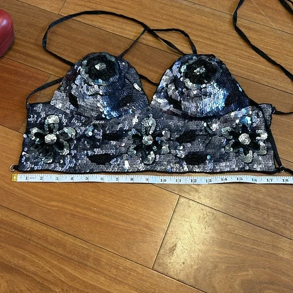 Beaded and Sequined Halter Crisscross Back - Picture 8 of 10